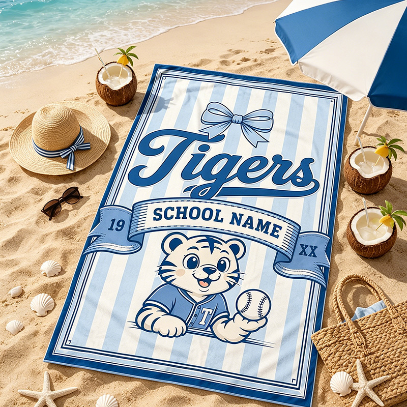 Personalized Campus Mascot Beach Towels Cheer Towels with School and Team Names