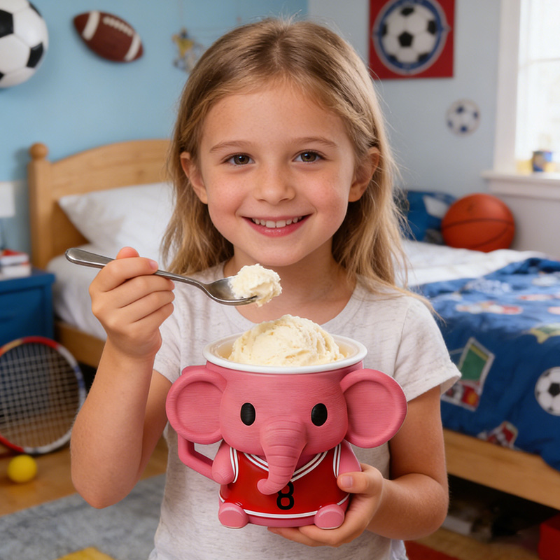 Personalized Jersey Pink Elephant Ice Cream Holder 3D Print Pint Cup for Sport Lovers and Ice Cream Fans