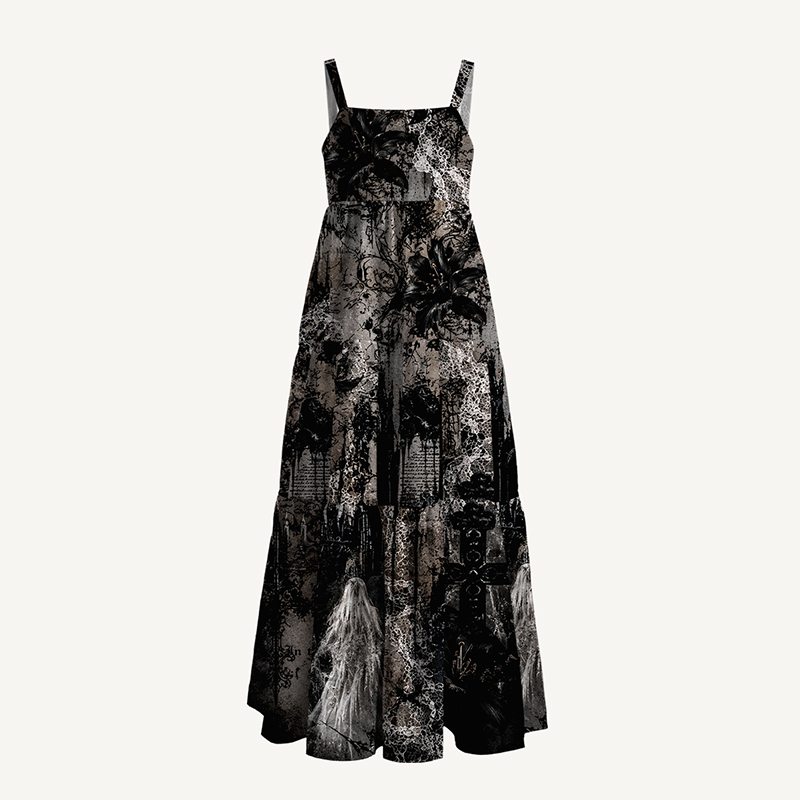 Gothic Maxi Dress Graveyard Ghost Cross Print Gift for Gothic Lovers