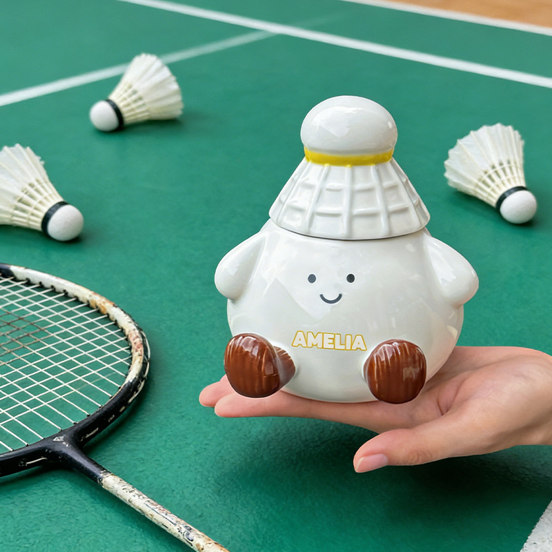 Personalized Badminton Mug Cute Badminton Coffee Cup with Custom Name Gift for Badminton Lovers