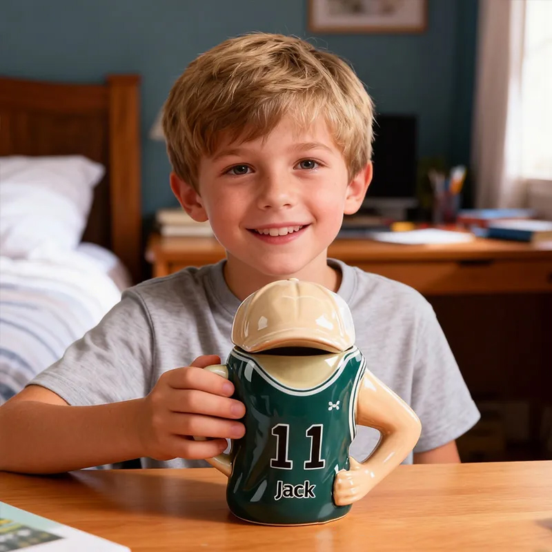 Personalized Jersey Ceramic Mug Basketball Player Jersey Custom Name Gift for Sport Lovers