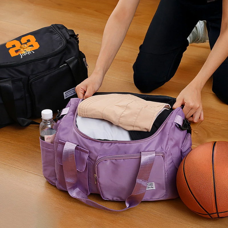 Personalized Ball Sports Name Number Large Travel Bag with Multiple Compartments and Shoulder Straps Birthday Back to School Gift for Sport Lover