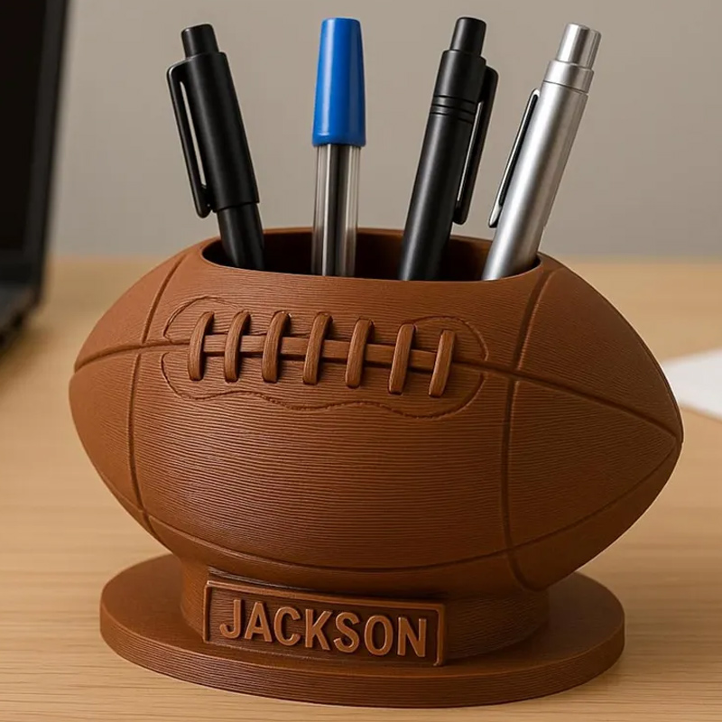 Personalized Football Pen Holder 3D Printed Desk Organizer Sports Office Decor Gift for Football Lovers