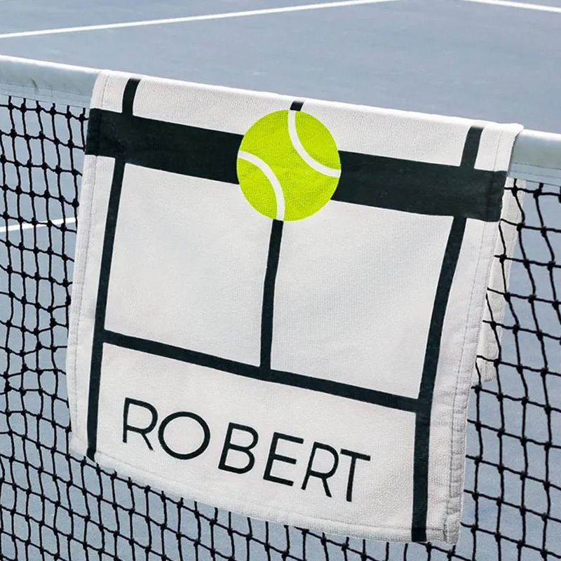 Personalized Heart Tennis Racket Soft Absorbant Towel with Name Sport Accessories Gift for Tennis Player