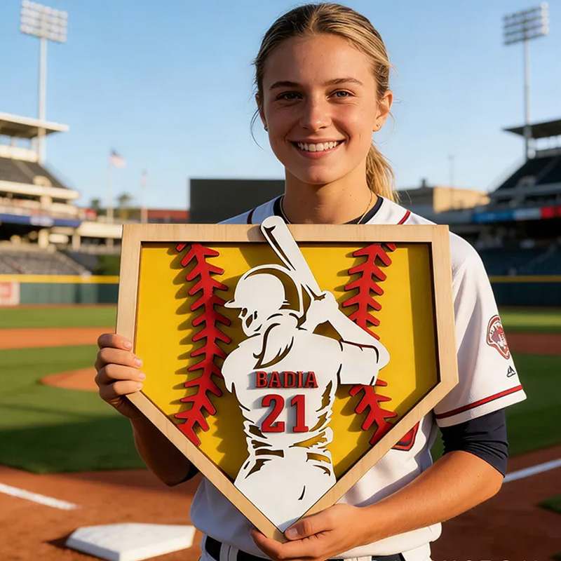 Personalized Softball Name Sign 3D Softball Plaque Gift for Softball Lovers Softball Girls