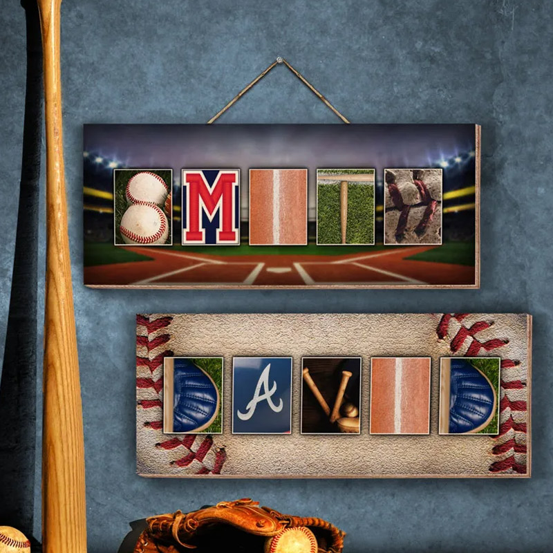 Personalized Baseball Wood Sign Baseball Team Gifts for Boys Baseball Room Decor Custom Name