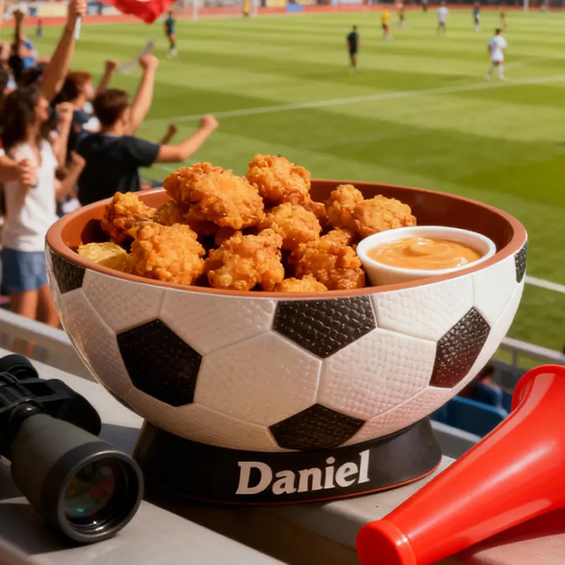 Personalized Soccer Snack Bowl - Custom Name Soccer Shaped Snack Holder for Game Day, Tailgating & Sports Fans