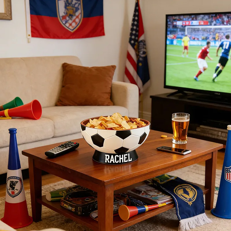 Personalized 3D printed Soccer Ball Snack Bowl with Custom Name TV Snack Bowl Match Day Gift for Football Fans Sports Lover Gift Dad Gift