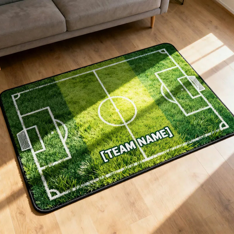 Personalized Soccer Field Rug with Custom Team Name for Kids' Rooms