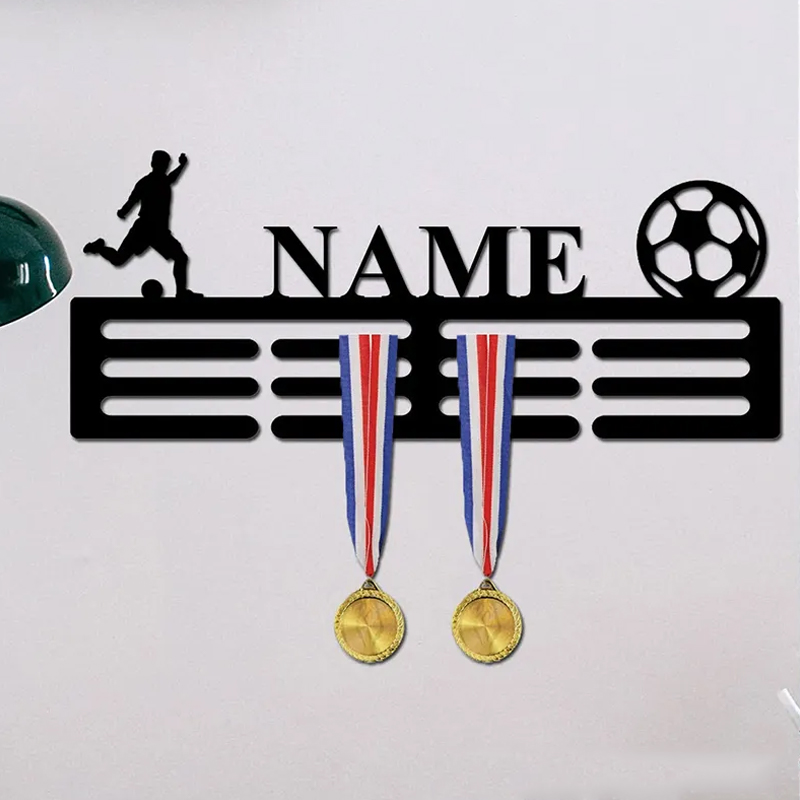Personalized Soccer Medal Holder with Custom Name and Ball Design