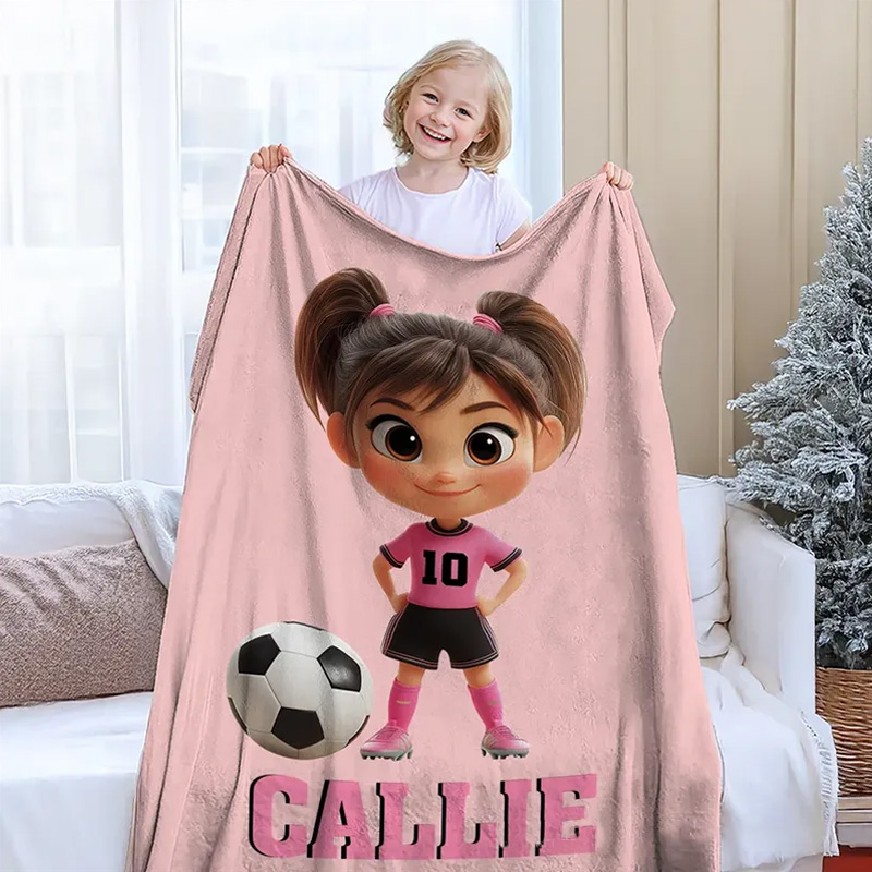 Personalized Soccer Blanket with Custom Name, Number, and Color