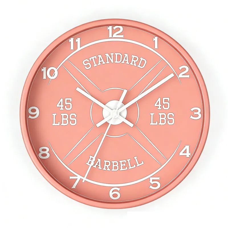 Personalized Gym Wall Clock 45lb Barbell Gym Clock Silent Analog Wall Decor Workout Clock Wall Clock for Gym Lover