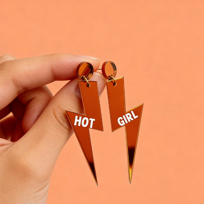 Personalized Multi-Color Lightning Bolt Earrings Edgy Statement Gift for Fashion Girls