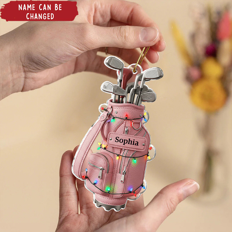 Personalized Golf Actylic Christmas Ornament with Custom Name