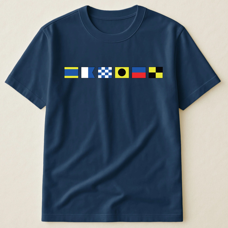 Personalized Nautical T-Shirt Custom Name In Nautical Flags Gift For Maritime Dad Captain