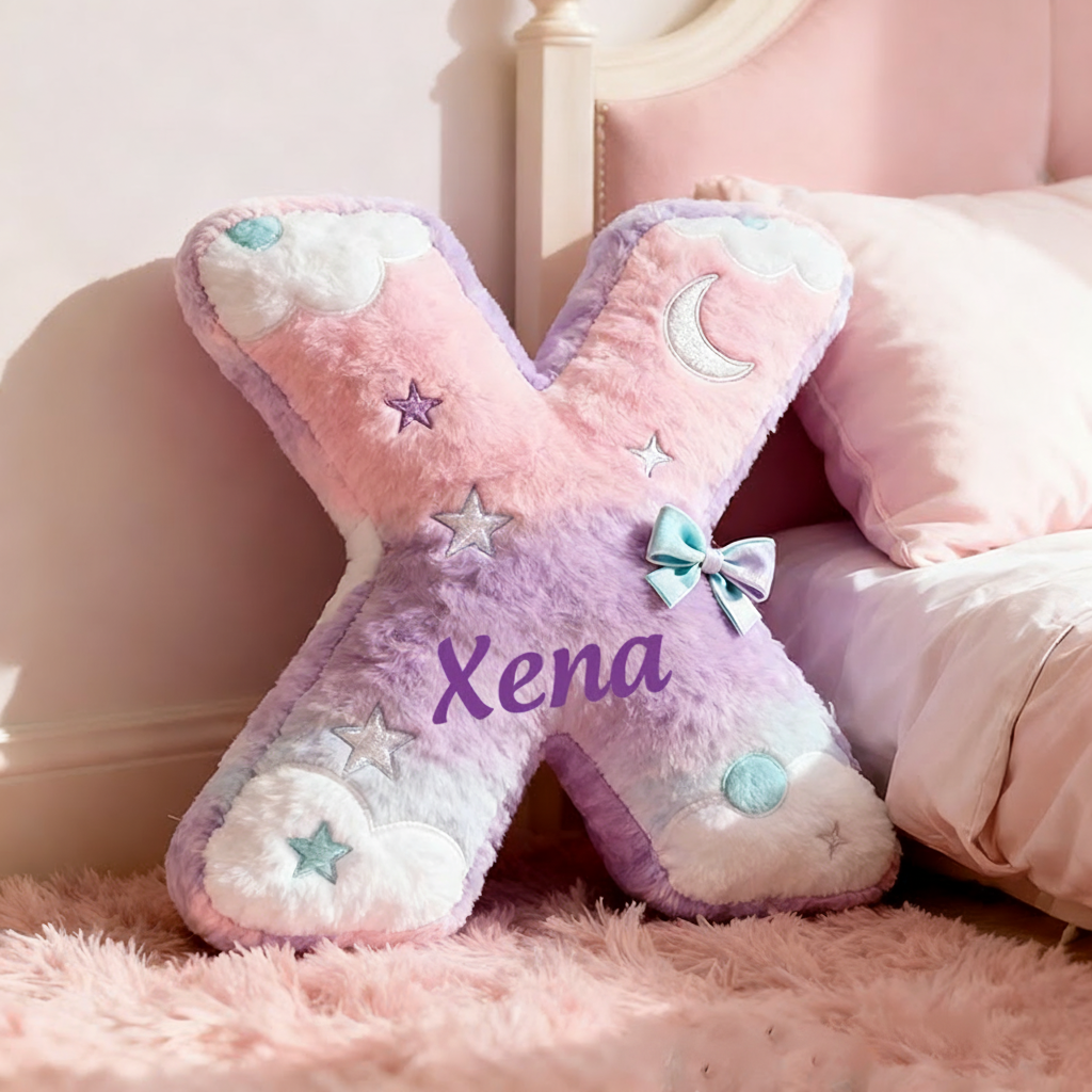 Personalized Colorful 26 Letters Cute Graphic 3D Print Christmas Gift Pillow Cute Magic Beautiful Letter Custom Pillow Gift for Kids