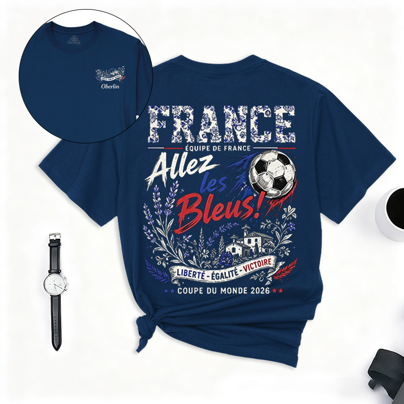 Personalized Football T-shirt Allez Les Bleus Custom Name Gift for France Football Fans