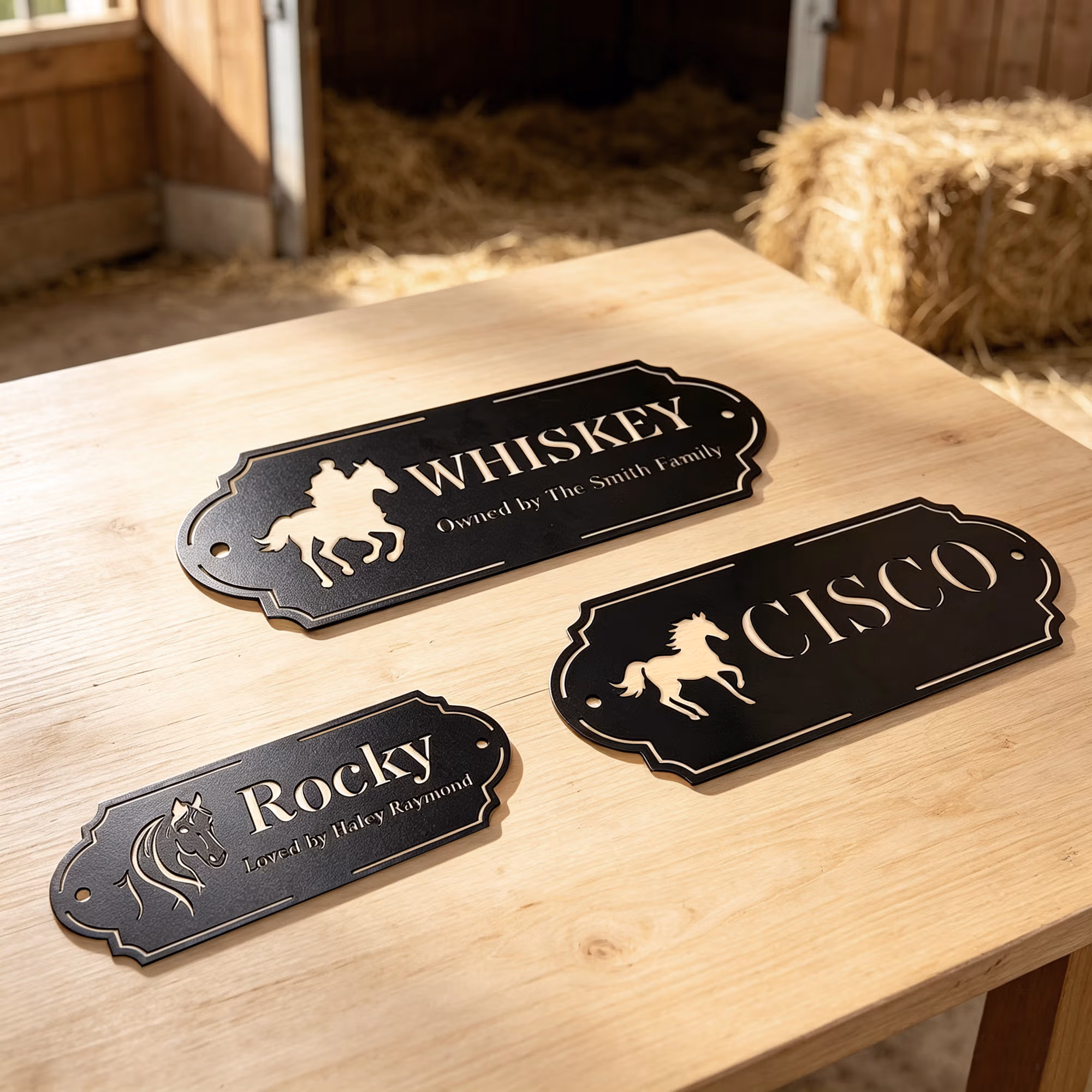 Personalized Silhouette Horse Stall Metal Sign with Name and Text Barn Decor Housewarming Gift for Horse Lovers Owners