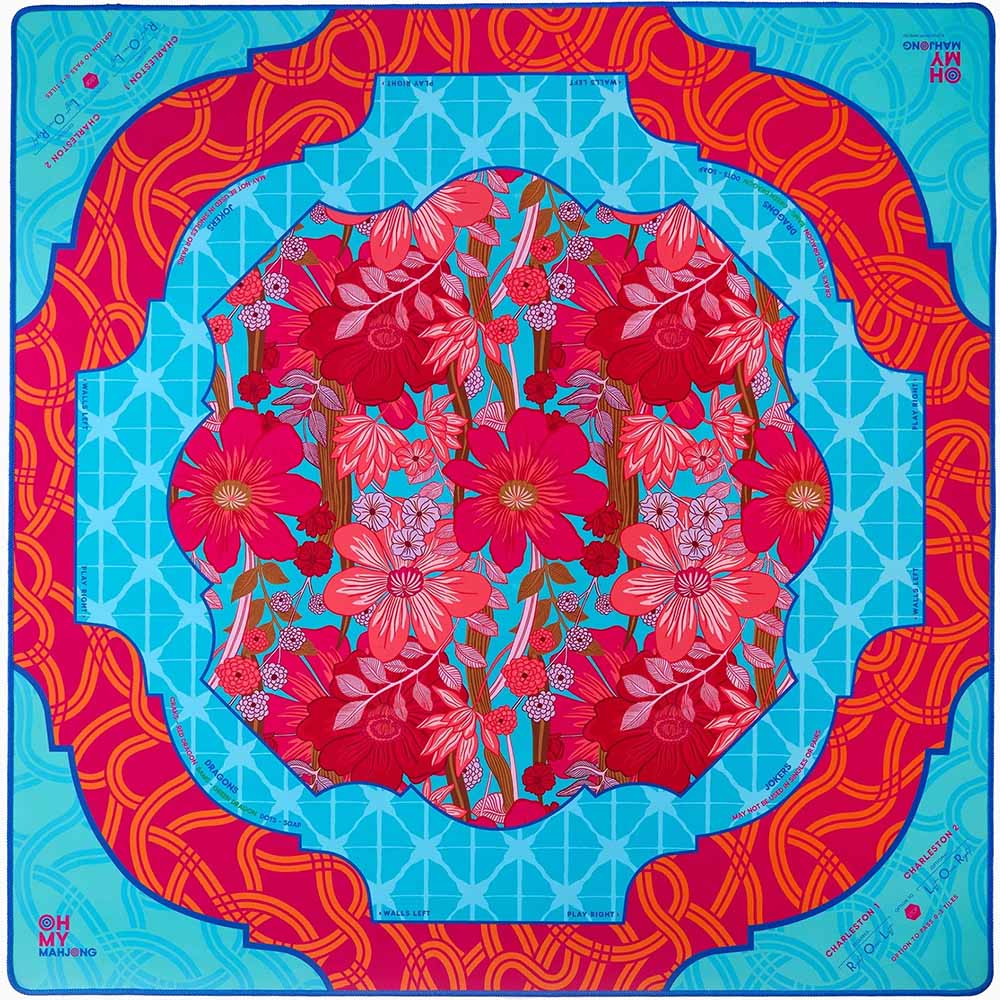 Personalized Mahjong Playing Mat Mahjong Table Mat Florals with Geometric Patterns Mahjong Game Accessory for Game Night