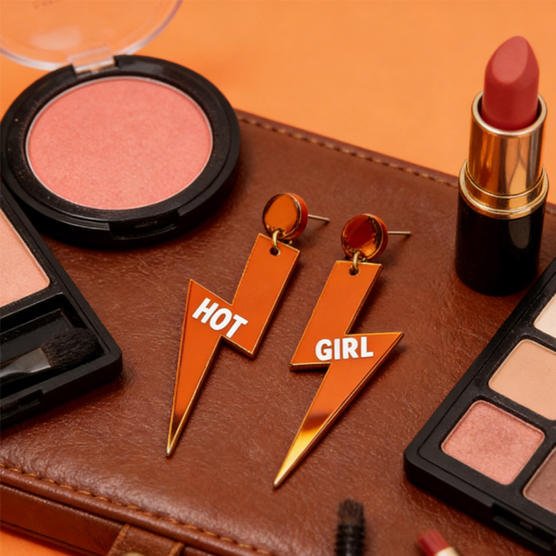 Personalized Multi-Color Lightning Bolt Earrings Edgy Statement Gift for Fashion Girls