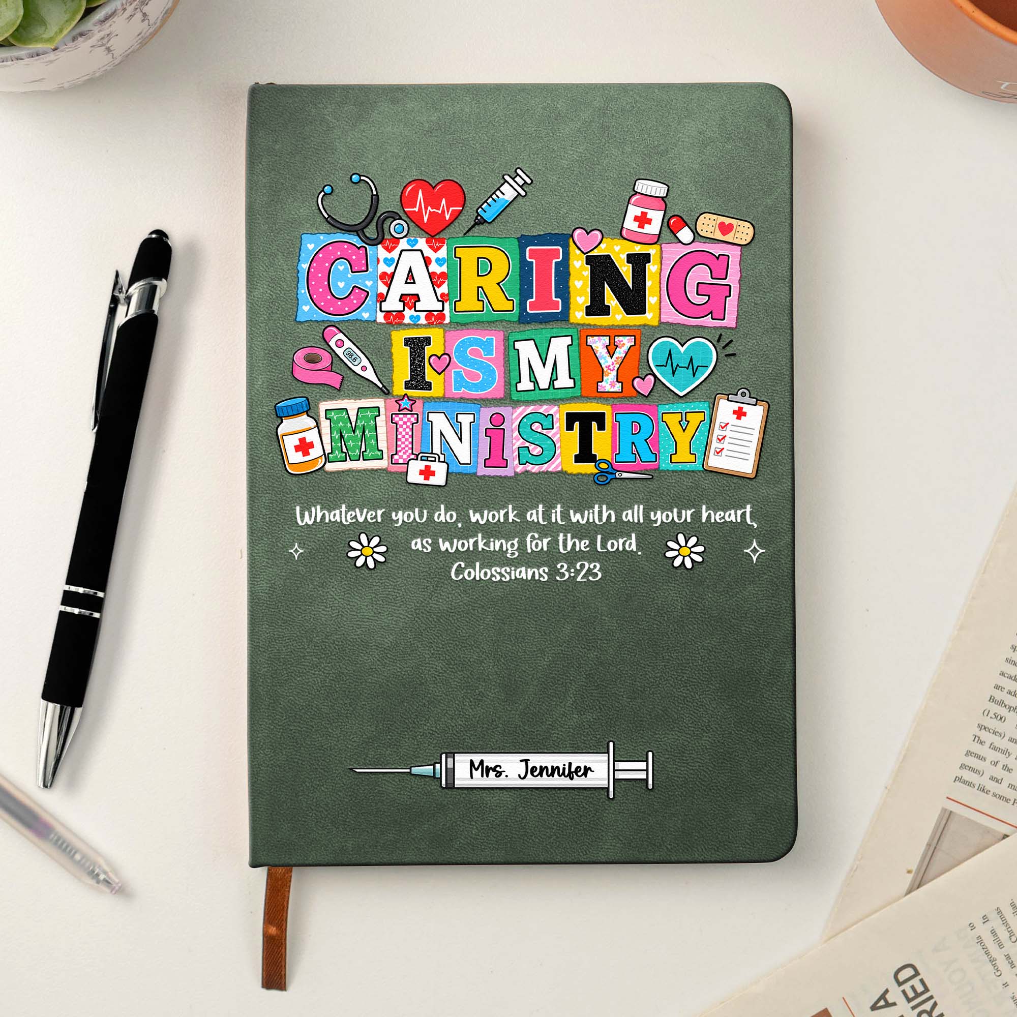Personalized Nursing, Caring, Healing Is My Ministry Gift For Nurse, Doctor, Healthcare Journal
