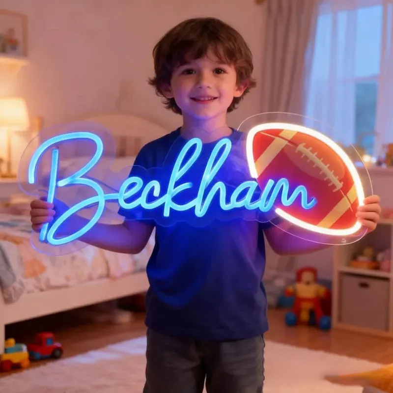 Personalized Football and Baseball Neon Sign with Custom Name for Sports Fans 