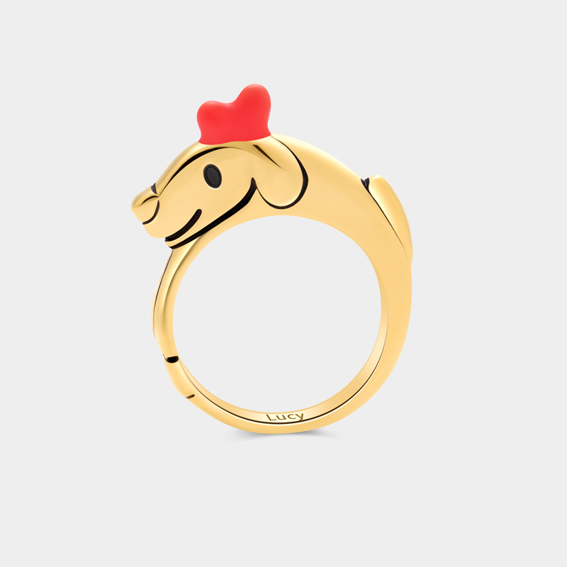 Personalized Puppy Heart Ring Cute Cartoon Engravable Name for Pet Lovers and Cute Style Admirers