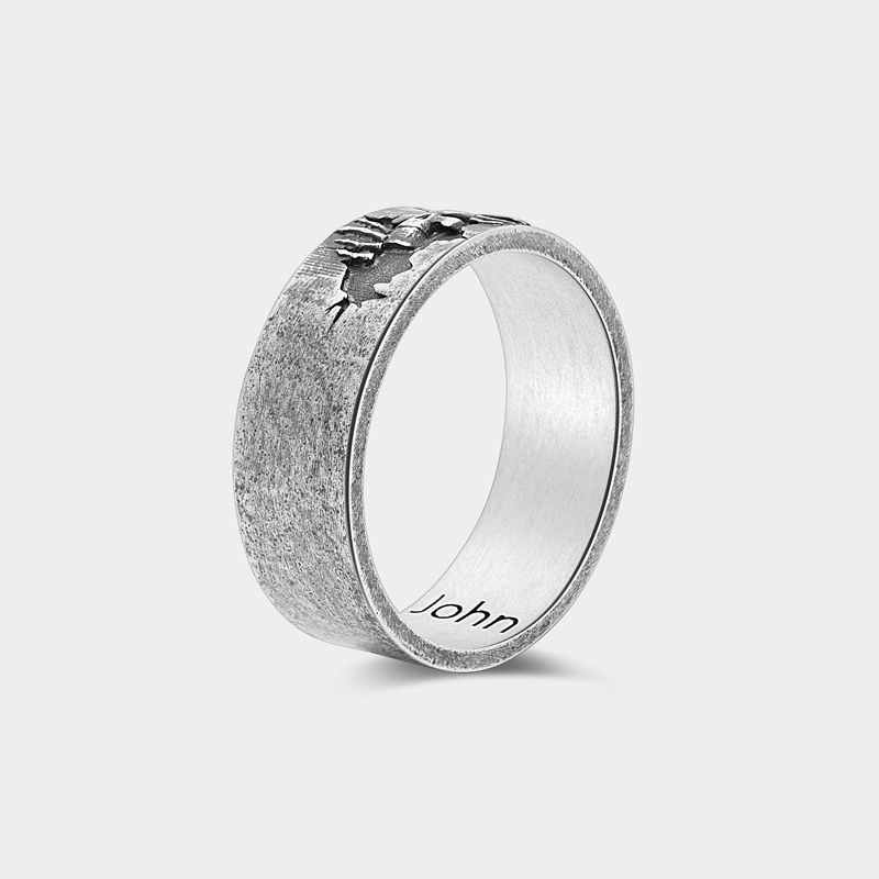 Personalized Skull Ring Dark Punk Vintage Distressed Silver Engravable Name for Punk Enthusiasts and Gothic Style Lovers