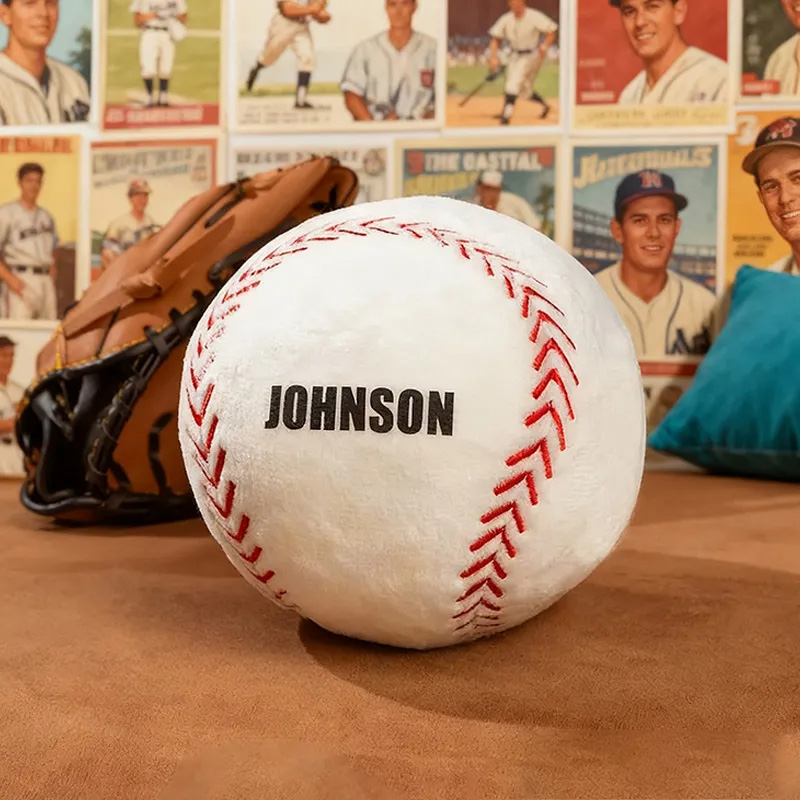 Personalized Baseball Shaped Pillow with Custom Name for Sports Lovers and Kids