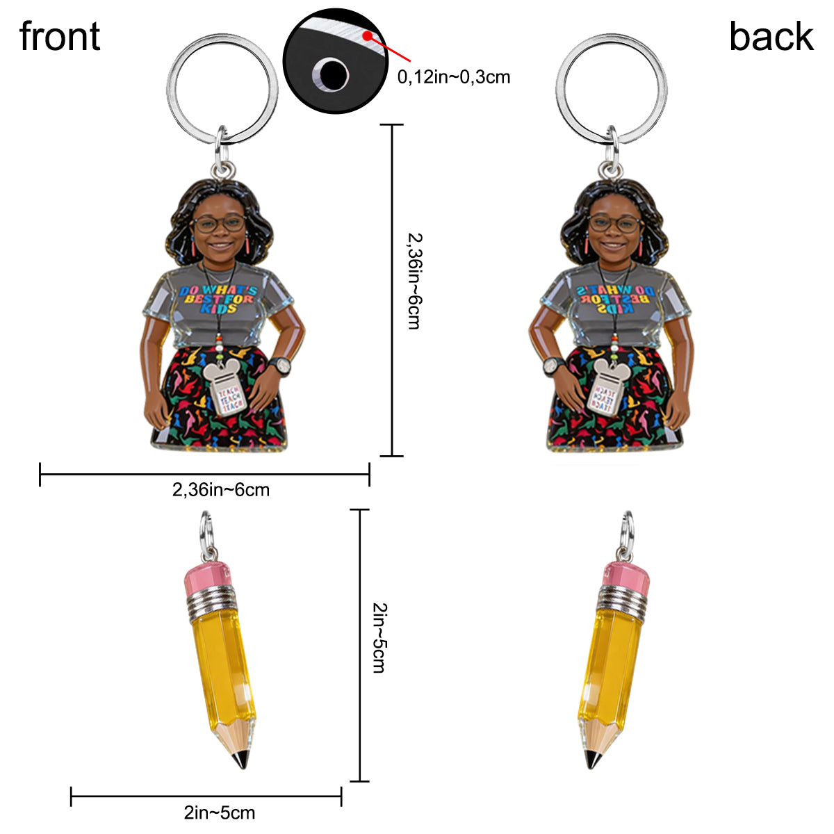 Personalized Any Photo Gift For Teacher/Educator Custom Teacher Premium Keychain with Charms