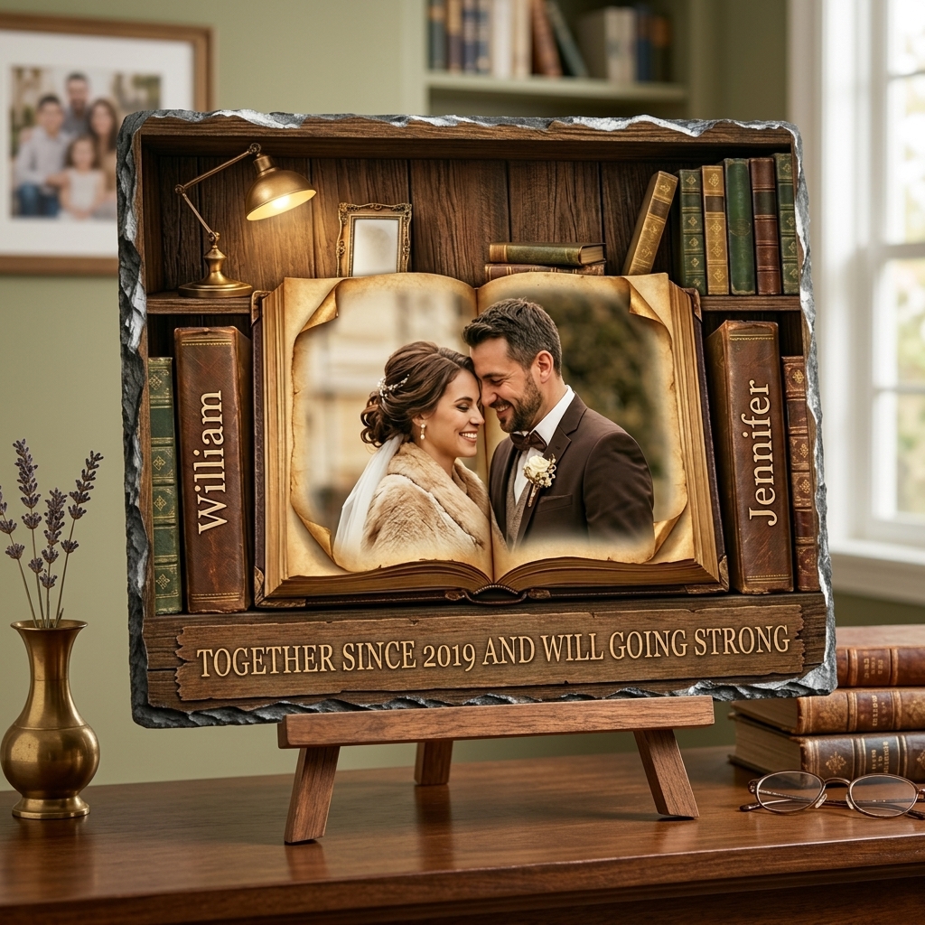 Personalized Couple Photo Shaped Stone with Stand Together Since xxx Couple Keepsake Anniversary Gift for Couple Newlyweds Gift
