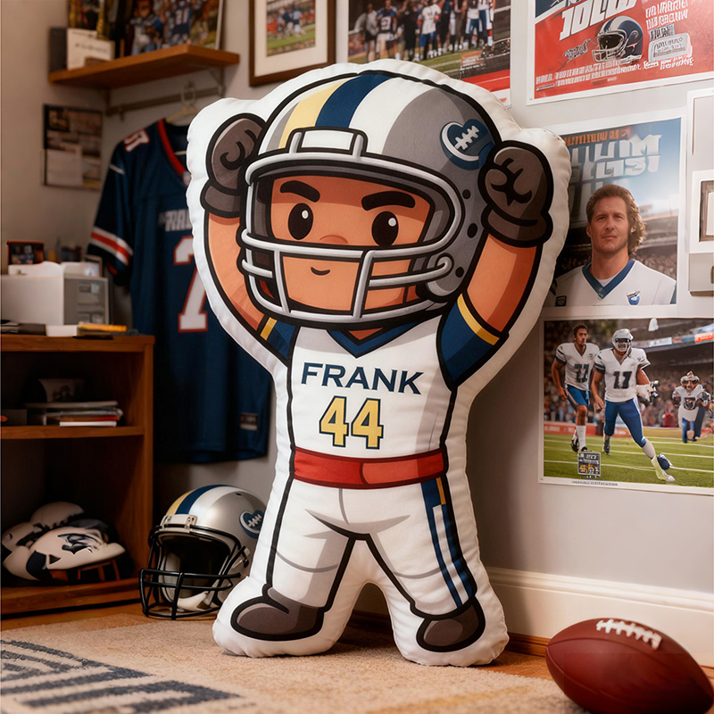 Personalized Football Hero Pillow with Custom Name and Number Design