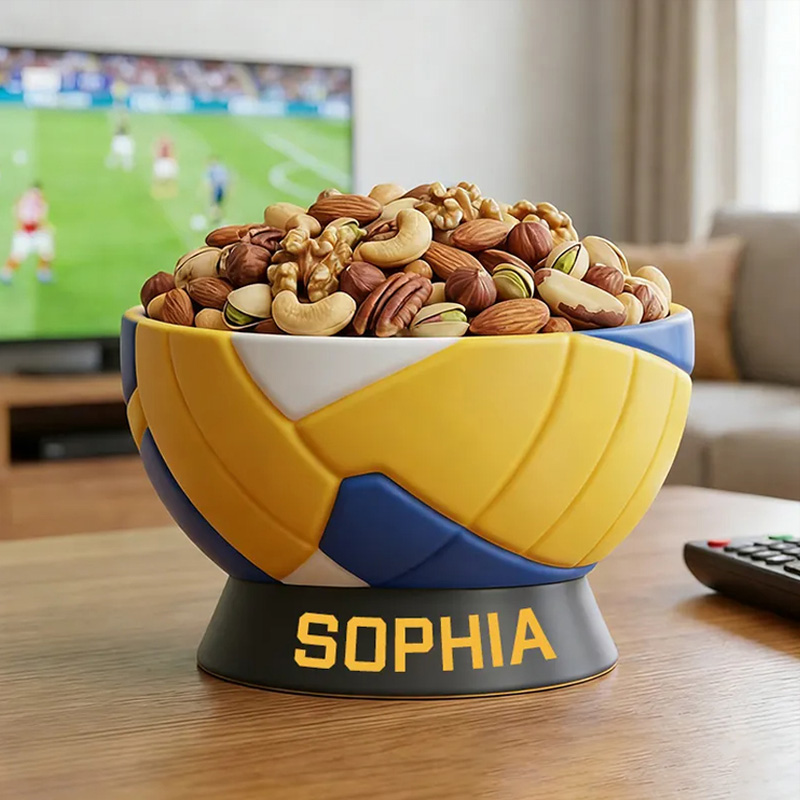 Personalized 3D Printed Volleyball Snack Bowl with Custom Name Design for Volleyball Fans