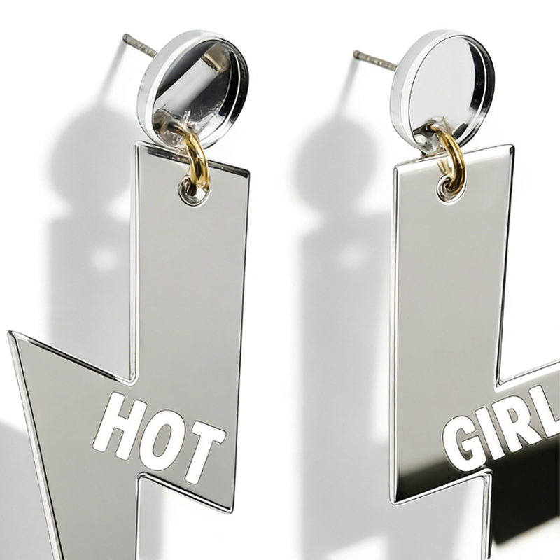 Personalized Multi-Color Lightning Bolt Earrings Edgy Statement Gift for Fashion Girls