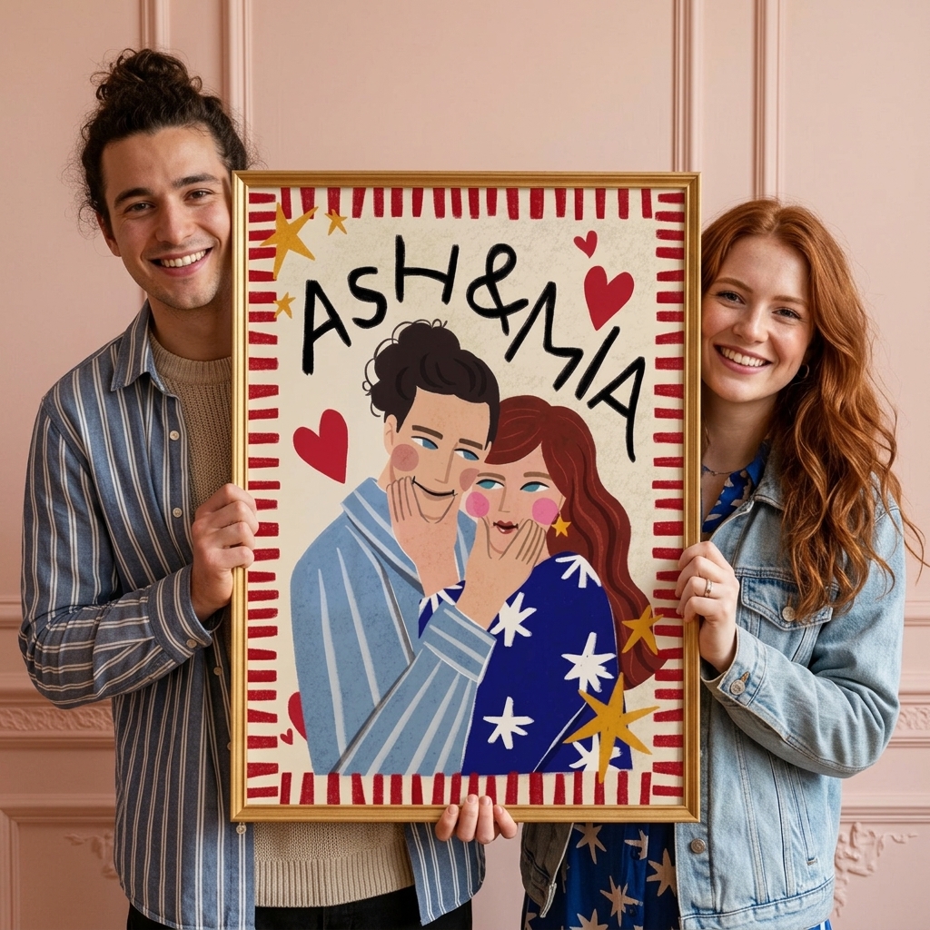 Personalized Photo Badly Drawn Portrait Custom Couple Portrait Hand Drawn Quirky Portrait Wall Art Portrait from Photo Cute Couple illustration