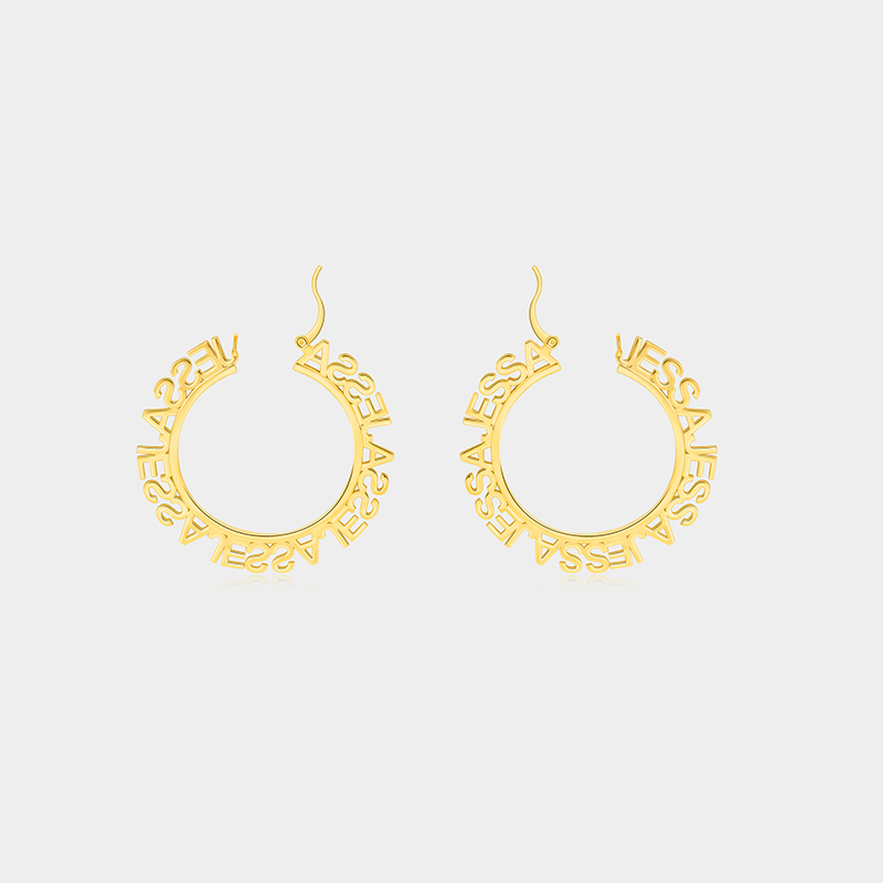 Personalized Custom Engraved Name Wrapped Large Hoop Earrings