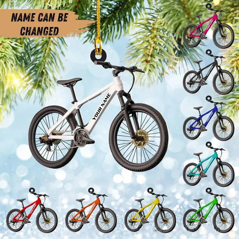 Personalized Custom Name Bicycle Christmas Ornaments Bicycle lovers Gift Biker Xmas Ornament