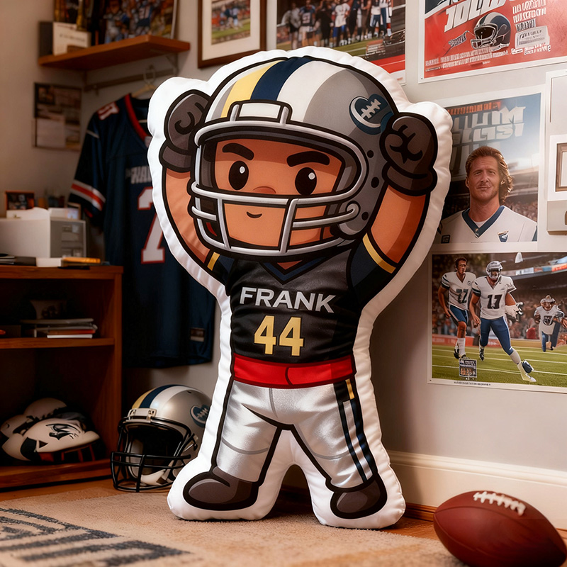 Personalized Football Hero Pillow with Custom Name and Number Design
