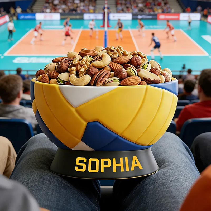 Personalized 3D Printed Volleyball Snack Bowl with Custom Name Design for Volleyball Fans