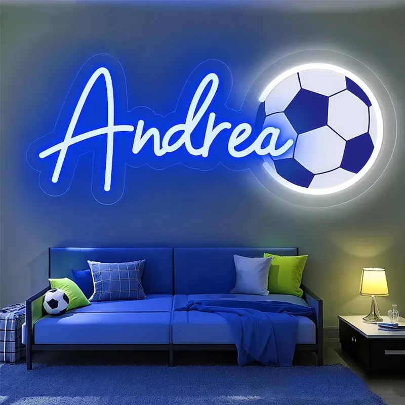 Personalized Football and Baseball Neon Sign with Custom Name for Sports Fans 