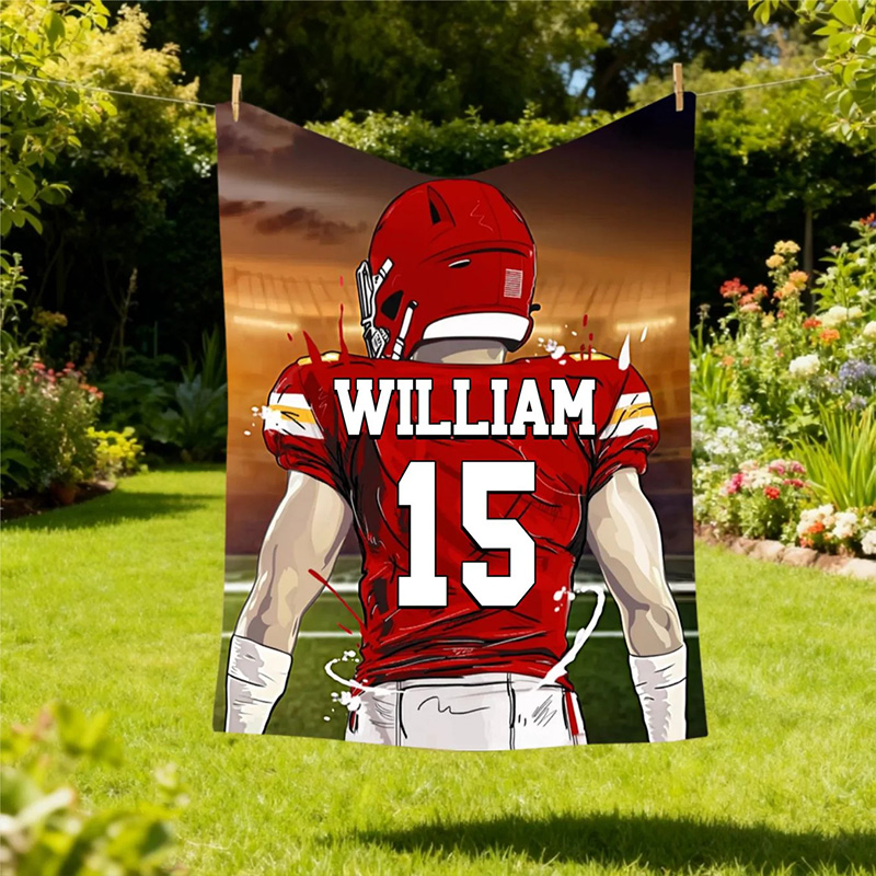 Personalized Football Player Blanket Custom Name & Number for Fans
