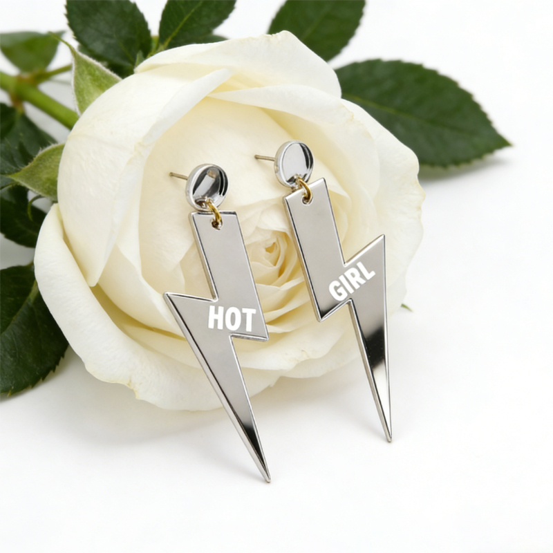 Personalized Multi-Color Lightning Bolt Earrings Edgy Statement Gift for Fashion Girls