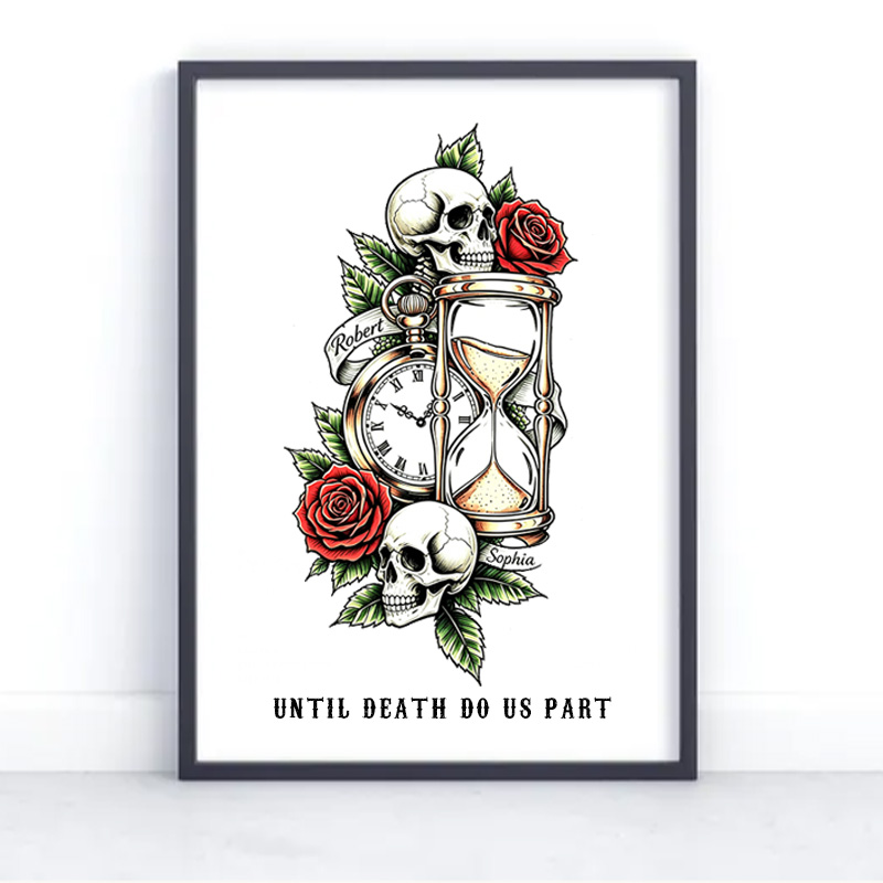 Personalized Couple Skeleton Print Poster Until Death Do Up Part Poster Couple Gift 