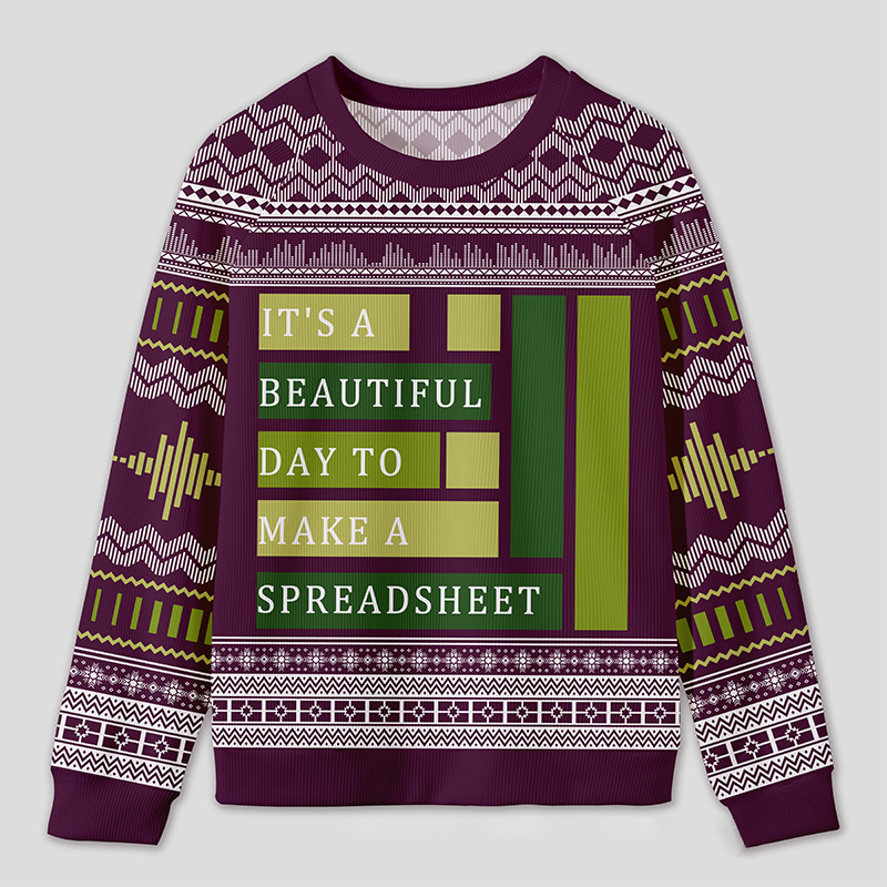 Personalized Spreadsheet Geek Humor Ugly Sweater Office Holiday Party Gift for Accounting Professionals