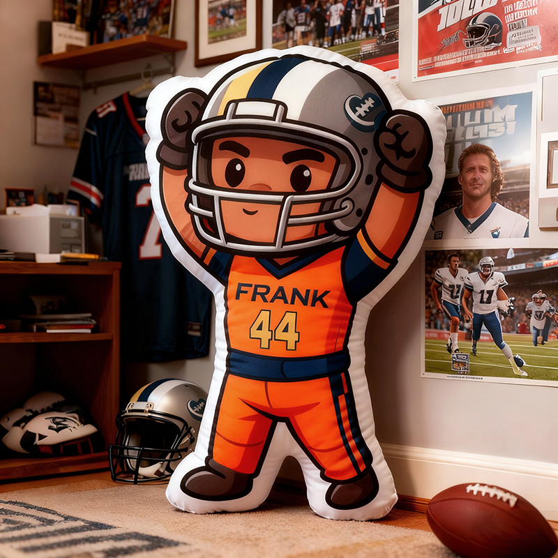 Personalized Football Hero Pillow with Custom Name and Number Design