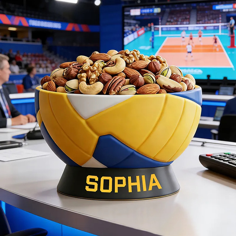 Personalized 3D Printed Volleyball Snack Bowl with Custom Name Design for Volleyball Fans