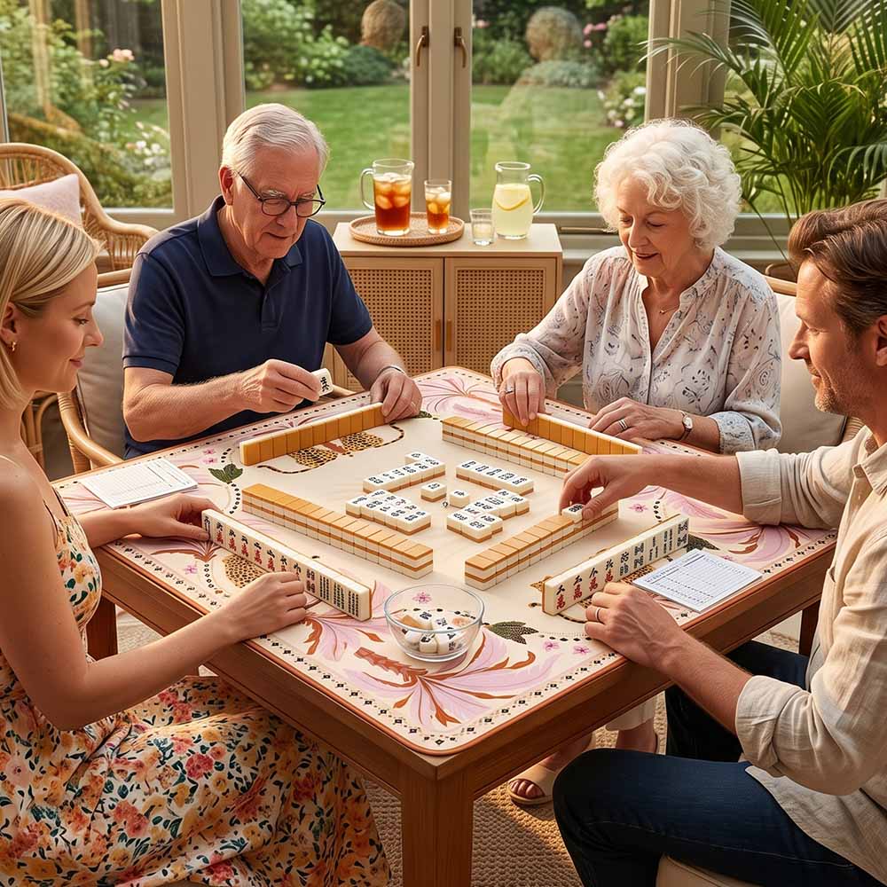Pink Palm Tree Leopard Mahjong Mat Grandmillennial Safari Game Cover