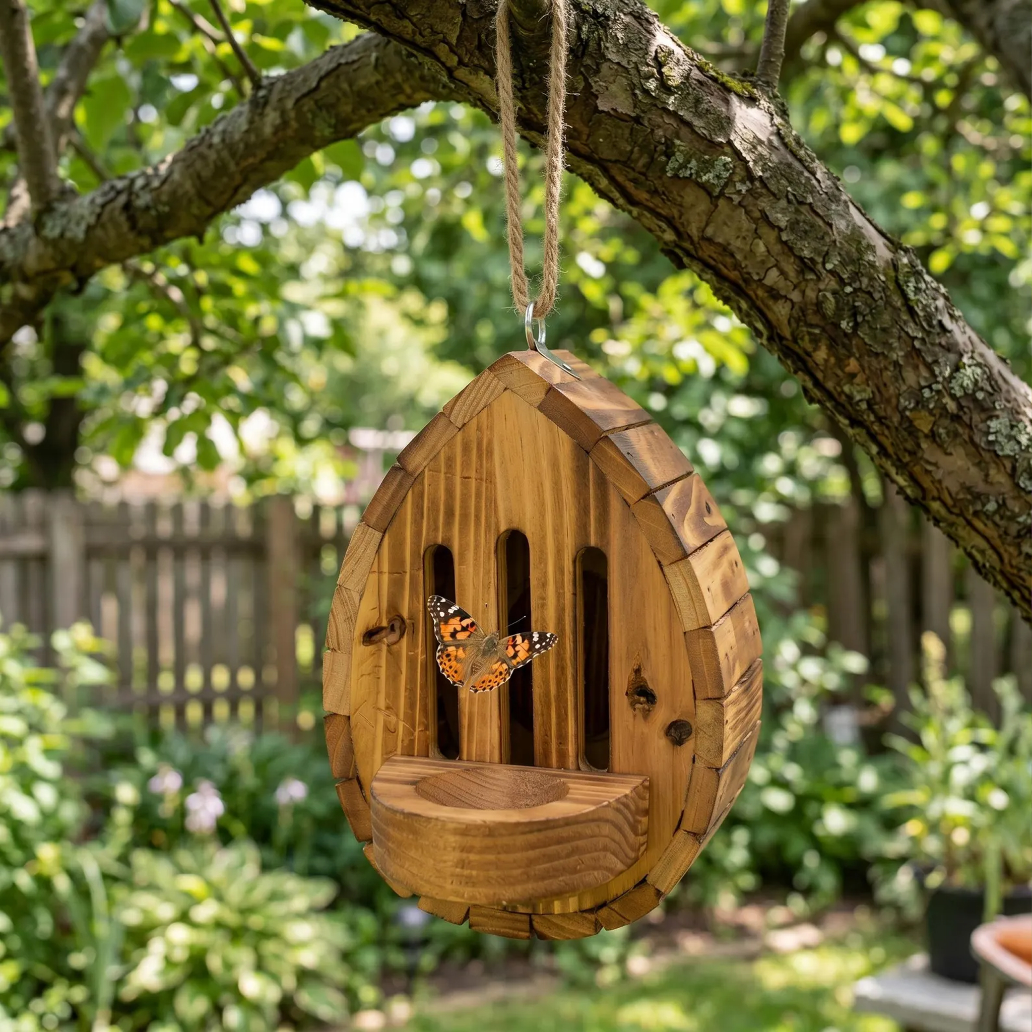 Handmade Garden Butterfly House with Feeder Station For Garden Pollinator Butterfly House Yard Decorating Gift  Butterfly Lovers Gift