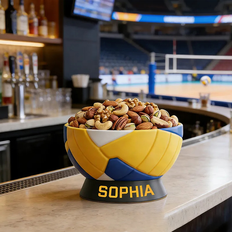 Personalized 3D Printed Volleyball Snack Bowl with Custom Name Design for Volleyball Fans