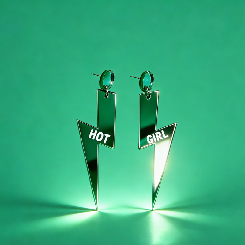 Personalized Multi-Color Lightning Bolt Earrings Edgy Statement Gift for Fashion Girls